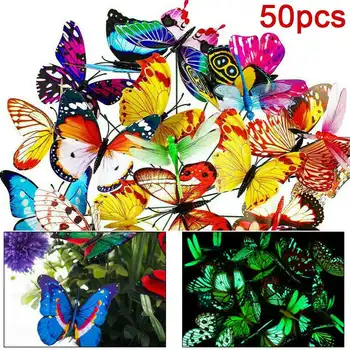 50pcs Šviesos 10cm Iešmo-Šviesos Modeliavimo Butterfly Garden Apdailos Gėlių kompozicijų Prekes
