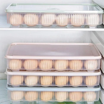 Į VIRŠŲ!-plastikinių Kiaušinių dėžutės virtuvės kiaušinių laikymo dėžutė 24 Tinklelis Kiaušinių laikiklį ant kitos šaldymo saugyklos organizatoriai kiaušinių laikymo Konteineris gree