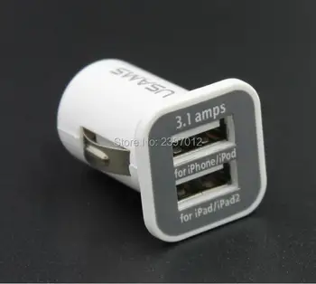 SZAICHGSI Už USAMS Micro 3.1 Dvigubas Dvigubas USB Automobilinis Įkroviklis adapteris, Skirtas 