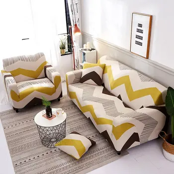 Spandex Elastinga Universali Sofa Cover 2 ir 3 Sėdynės Slipcover Geometrinis Raštas Ruožas Loveseat Fotelis Sofa Atveju Kambarį