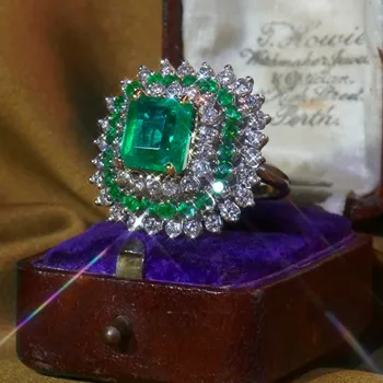 Mielas Moterų Big Green Akmens Žiedas Crystal Mados Sidabro Spalvos Piršto Žiedą Senovinių Vestuvių, Sužadėtuvių Žiedai Moterims