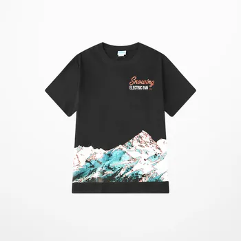 Harajuku Bf Juokinga Fujiyama Kalnų Print T Shirt Oversozed Streetwear Punk Drabužiai Tamsoje Sielas Geltona T-marškinėliai Vyrams, T marškiniai