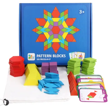Nauja vaikų 3D dėlionės tangram mąstymo mokymo žaidimas baby vaikų švietimo mediniai žaislai 155pcs Medinės Dėlionės