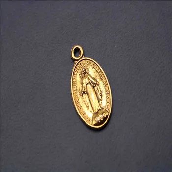 100 Vnt/Mini Blue Antikvariniai Aukso Katalikų Religinės Dovana Mergelės Marijos Šventą Širdies Nuostabus Medalis Šventosios Medalis už Braclee