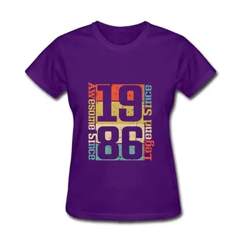 32th Gimtadienio Marškinėliai, Nuostabus Nuo 1986 Juokinga Dovanų Idėja moterims Medvilnės, trumpomis Rankovėmis Marškinėlius