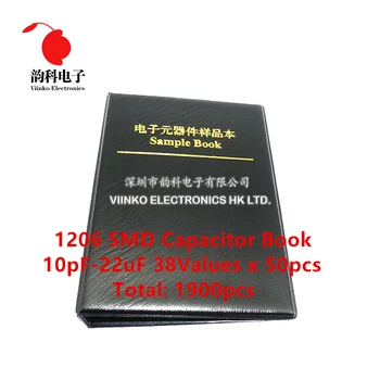 1206 SMT SMD Chip Kondensatorius Mėginio knygų Rinkinys Asorti 38valuesx50pcs=1900pcs (10pF į 22uF)
