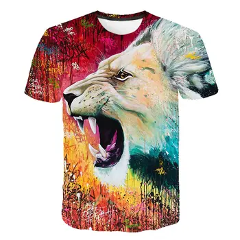 Aukštos kokybės 2019 liūtas trumparankoviai marškinėliai vyrų mados 3D atspausdintas T-shirt vyrams aukštos kokybės gyvūnų tigras printe Gyvūnų Tees