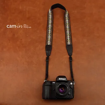 Cam-į 8424 kamera, pečių, kaklo dirželis reguliuojamas retro medvilnės audiniai Ruyi modelio fotoaparatas dirželis