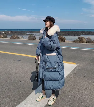 Parko Coat Extra Maxi Ilgas Žiemos Striukė Moterims Gaubtas Didelis Plius Dydis Moterų 2020 M. Lady Paltas Outwear Korėjos Quilted Puffer Skrybėlę