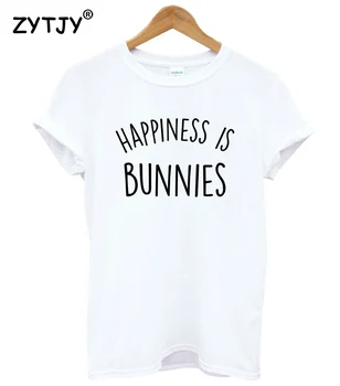 Laimė yra zuikiai Raidžių Spausdinti Moterų Medvilnės Marškinėlius Juokingi Marškinėliai Lady Mergina Viršuje Tee Hipster Tumblr Lašas Laivas HH-261