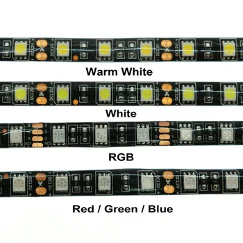 Juoda PCB LED Juosta 5050 IP65 Vandeniui DC12V 60LED/m 5m/daug Lankstus LED Šviesos.