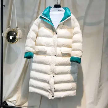 Fitaylor Moterų Žiemos Ilgas Kailis Naujas Ultra Light Balta Antis Žemyn Striukė Moteriška Slim Puffer Jacket Vėjo Žemyn Paltai