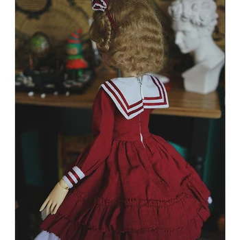 BJD suknelė 1/3 1/4 1/6 bjd doll suknelė +plaukų apdaila + kojinės 1/6 1/4 1/3 BJD Giant Baby doll priedai kostiumas raudona suknelė