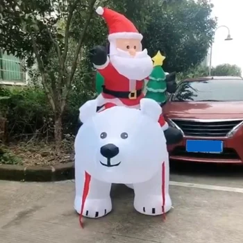 Milžinišką Pripučiamą Santa Claus Žirgais Polar Bear Kalėdų Pripučiami Purtant Galva Lėlės, Patalpų Lauko Sodo Kalėdos Apdaila