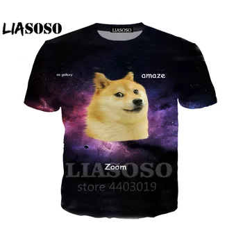 LIASOSO NAUJŲ Gyvūnų Doge SHIBA Juokinga MEME Marškinėliai 3D Spausdinimo Unisex Prekės Tabako Doge Mielas Drabužių Lašas Laivybos A044--03