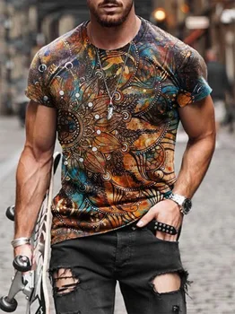 Vyriški T-shirt Paprastas Klasikinis Tendencija Atsitiktinis Visas rungtynes, Gatvės Mados Kryžiaus Spausdinimo Raundo Kaklo trumpomis Rankovėmis Retro Marškinėliai