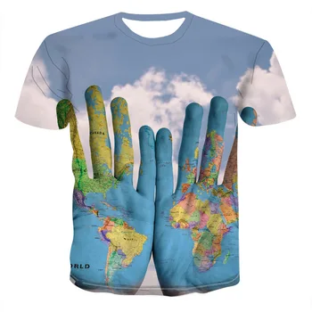 Nauja Vasaros Markės Didelio Dydžio 3D T-shirt Vyras Apvalios Apykaklės trumpomis Rankovėmis T-shirt Vyrai Mada Ledo ir ugnies hiphop azijos dydis bigsize
