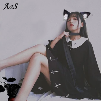Cute Girl Gothic Lolita Dress Harajuku Mados Kryžiaus Cosplay Moteriška Suknelė Japonijos Minkštas Sesuo Stiliaus Žvaigždė Tiulio Suknelė Streetwear