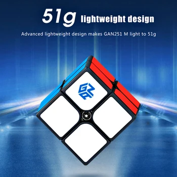 GAN 251 M 2x2x2 Magnetinio magic cube GAN251 M 2x2 Magnetinio Greitis Kubo GAN251M įspūdį Stickerless Profesinės Magnetai gans kubas