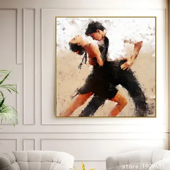 Be rėmelio įspūdį duomenys Tango šokių drobės spaudiniai aliejaus tapybai atspausdintas ant medvilnės kavinė sienos meno apdailos nuotrauką