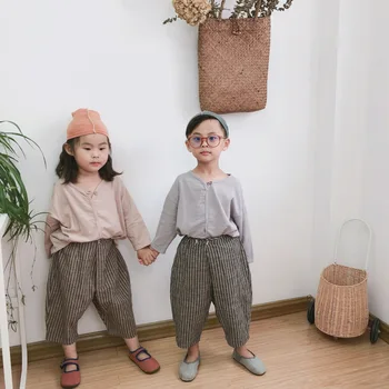 2018 M. Rudenį Vaikai, Mergaitės Ir Berniukai, Dryžuotos Kelnės Vaikams Clothings Vintage Drabužių