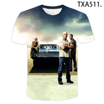 Vasaros Fast & Furious 3D marškinėliai trumpomis Rankovėmis Vyrams, Moterims, Vaikams, Mados Streetwear Berniukas Mergaitė Vaikai Atspausdintas T-shirt Kietas Viršūnes Tee