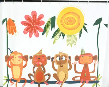 QIYI Juokingas Beždžionė Vonios kambario Dušo Užuolaidose Rinkiniai Vandeniui Poliesterinio Audinio Animacinių filmų Vonios Užuolaidos Kabliukai Vaikams Vonios kambarys