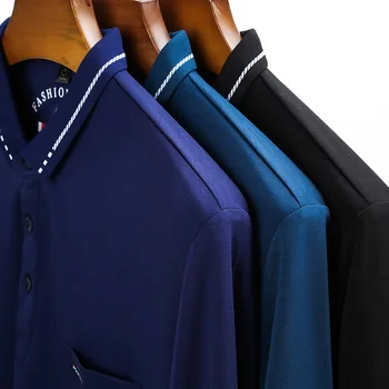 2020 m. Rudenį Naujų Vyrų vientisos Spalvos, Verslo ilgomis rankovėmis POLO Marškinėliai Mados Atsitiktinis Aukštos Kokybės Grynos Spalvos Polo Marškinėliai Prekės