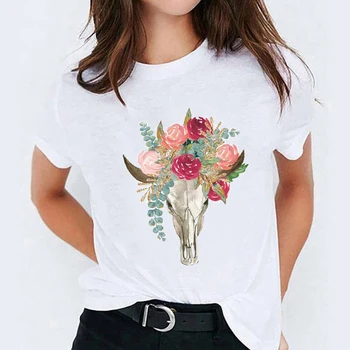 T-marškinėliai Viršuje Moterims Gėlių Akvarelė Gėlių 90-ųjų Tendencija Drabužiai, Spausdinimo Lady Moterų Graphic T Shirt Ladies Moterų Tee Marškinėliai