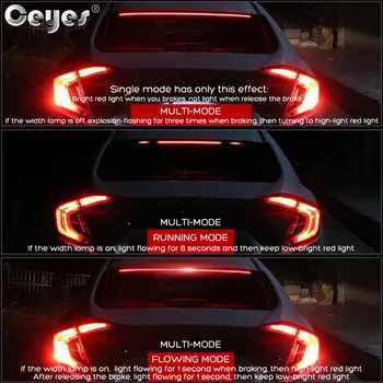 Ceyes Automobilių Stiliaus Didelis Stabdžių Žibintai 90cm LED Lanksti BrakeLight Juostelės Šviesos Priedai Saugos Vairuoti Auto Aukšto Kalno Stabdymo Žibintai
