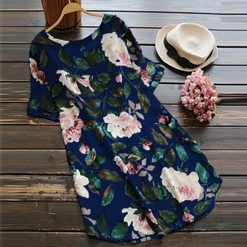 ZANZEA Vasaros Suknelė 2021 Moterų Reguliuojamas Rankovių Gėlių Atspausdintas Ilgai Viršuje Prarasti Medvilnės Vestidos Paplūdimio Mini Suknelė Plius Dydis