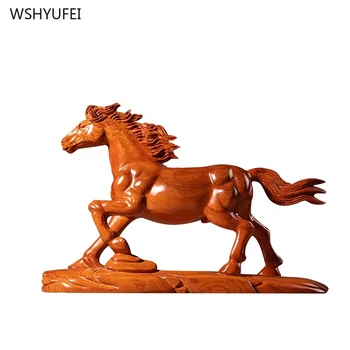 Tiesioginė prekyba raudonmedžio skulptūra ornamentai, medžio drožyba zodiako arklių amatų arklio sėkmingą namo kambarį apdaila