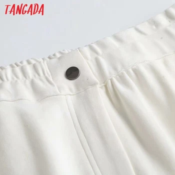 Tangada Moterys, Aukštos Kokybės Baltas Ilgas Kelnes Kelnės Vintage Stiliaus Strethy Juosmens Lady Kelnės Pantalon 4C54