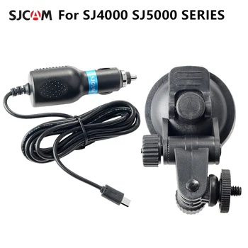 SJ4000 Automobilinis Įkroviklis Micro USB + Siurbimo Puodelio Laikiklis, Automobilinis Laikiklis tvirtinimas SJCAM SJ4000 SJ5000 M10 M20 SJ4000 ORO Veiksmo Kameros