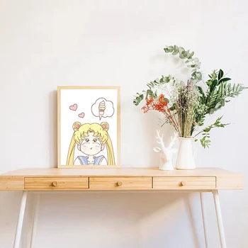 Šiaurės Stiliaus Anime ir Animacinių filmų Sailor Moon Drobės Tapybos Sienos Menas, Plakatų ir grafikos Sienos Meno Nuotrauką Vaikai Kambario Dekoro be Rėmelio