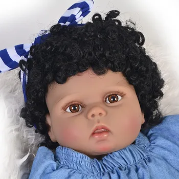 KEIUMI 23 Colių Reborn Lėles 57 cm Silikono viso Kūno Realus Naujagimių Mergina Baby Doll Žaislas Vaikučiams Kalėdinių Dovanų Juoda Oda