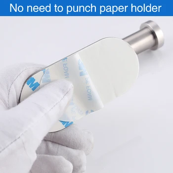 QINGYU VIENUOLIKA Punch nemokamai popieriaus laikiklį 304 nerūdijančio plieno tualetinio popieriaus laikymo chrome šepečiu tualetinio popieriaus laikiklis