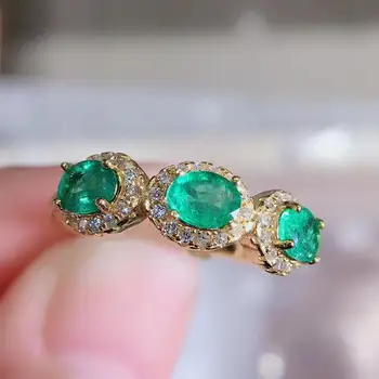 Realių smaragdas žiedas 3 mm * 5 mm, ovalo supjaustyti SI klasės smaragdas sidabro žiedas 925 sterlingas sidabro smaragdas papuošalai gimtadienio dovana
