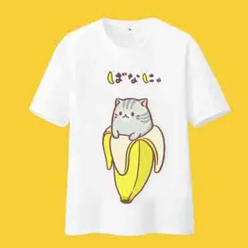 Bananya cosplay t-shirt Bananų Katė tyko bananų vyrų marškinėlius vasaros medvilnės Tees Viršūnes Naujasis Japonijos Anime