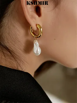 Kshmir Dizaino retro Baroko perlas žiedas, auskarai lašas moterų auskarai temperamentas joker elegantiškas moterų auskarai 2020 m.