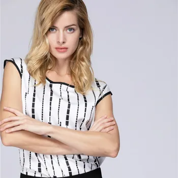 2021 vasaros rankovių šifono moterų palaidinė marškinėliai geometrinis dryžuotas moteriški drabužiai plius dydis 5XL moterų viršūnių blusas D733 30