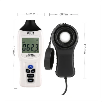 FLUS Skaitmeninio Šviesos Luxmeter Metrų Temperatūra 0-400K Lux Mini Illuminometer Luminometer Fotometras Lux/FC Testeris Šviesos Matuoklis