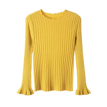 Žiemą moterims megztiniai 2020 m. Rudenį Naujų ilgomis Rankovėmis Megztinis Apačioje Marškinėliai korėjos Slim Varpas Rankovėmis megztiniai Moterims, Puloveriai