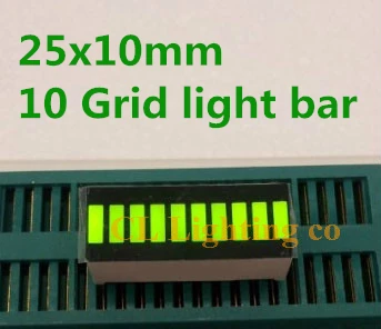 Geriausia kaina!!! 10 tinklelis LED skaitmeninis vamzdžio Žalia 10-segmento šviesos juosta 25x10mm led ekranas