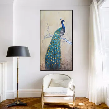 Namų Feng Shui Tapybos Blue Peacock 