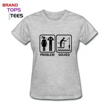 Įdomus dizainas Problema išspręsta žvejybos t marškinėliai moterims vyrai juokinga santuokos nutraukimo T-shirts vyras žmonos šeimos atžvilgiu marškinėlius camiseta