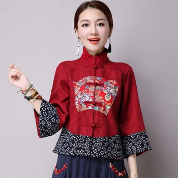Nacionalinės Gėlių Spausdinti Cheongsam Kinų Suknelė Moterims Sijonas Siuvinėjimo Tangsuit Qipao Baltiniai ilgomis Rankovėmis Suknelės Elegantiškas