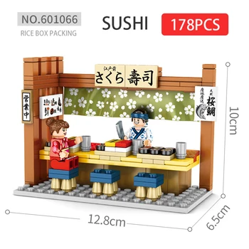 SEMBO Street View Japonijos Užkandžių Baras, Mini Miesto Gatvės Parduotuvė, Parduotuvės, Restoranas Nustatyti 3D Modelio Blokai Žaislas Vaikams