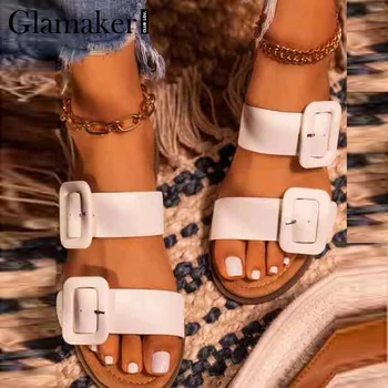 Glamaker Mados chic sagtis balta moterų sandalai Moteriška gana atsitiktinis derliaus paplūdimio sandalai 2020 m. naujas stiliaus juodos spalvos moteriški batai