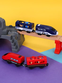 Naujas Žaislas su Garso Elektros Magnetinių Traukinių Suderinama su BRIO Mediniai Kelio Keturių spalvų Elektrinio Traukinio Vaikų Kelio Žaislas